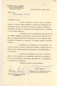 [Carta] 1953 jul., Santiago, Chile [a] Gabriela Mistral