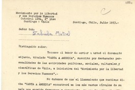 [Carta] 1953 jul., Santiago, Chile [a] Gabriela Mistral
