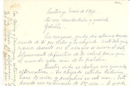 [Carta] 1954 ene., Santiago, [Chile] [a] Gabriela [Mistral]
