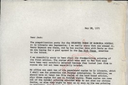 [Carta] 1971 May 28, [EE.UU.] [a] Mr. Jack G. Goellner, The Johns Hopkins Press, Baltimore, Md, [EE.UU.]