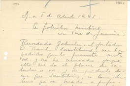 [Carta] 1945 abr. 5, [Santiago, Chile?] [a] Gabriela Mistral, Rio de Janeiro, Brasil