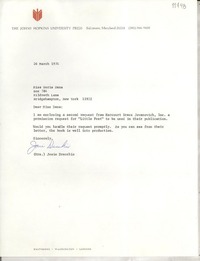 [Carta] 1974 Mar. 26, [Baltimore, Maryland, Estados Unidos] [a] Miss Doris Dana, Box 784 Hildreth Lane, Bridgehampton, New York
