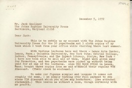 [Carta] 1972 Dec. 7, [EE.UU.] [a] Mr. Jack Goellner, The Johns Hopkins University Press, Baltimore, Maryland, [EE.UU.]