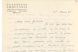 [Carta] 1946 mar. 25, México, D.F. [a] Gabriela [Mistral]