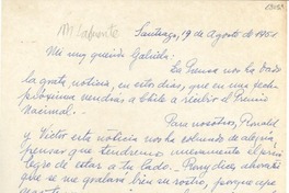 [Carta] 1951 ago. 19, Santiago [a] Gabriela Mistral