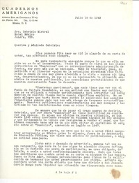 [Carta] 1949 jul. 18, [México, D.F.] [a] Gabriela Mistral, Jalapa, Ver[acruz], [México]