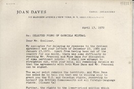 [Carta] 1970 Apr. 13, [New York, Estados Unidos] [a] Mr. J. G. Goellner, The Johns Hopkins Press, Baltimore, Maryland