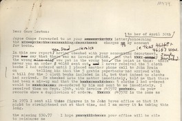 [Carta] [1973?] [Apr.?], [EE.UU.] [a] Dear Gary Lawton, [EE.UU.?]