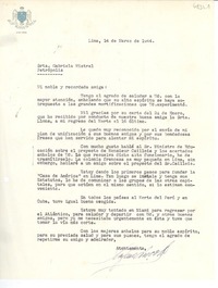 [Carta] 1944 mar. 14, Lima, [Perú] [a] Gabriela Mistral, Petrópolis, [Brasil]