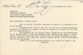 [Carta] 1946 dic. 4, Hda. Chiclín, [Trujillo, Perú] [a] Gabriela Mistral, Monrovia, California, U.S.A.