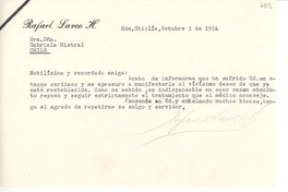 [Carta] 1954 oct. 5, Hda. Chiclín, [Trujillo, Perú] [a] Gabriela Mistral, Chile
