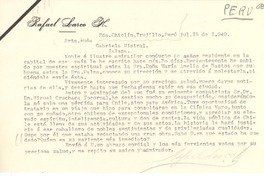 [Carta] 1949 jul. 15, Hda. Chiclín, Trujillo, Perú [a] Gabriela Mistral, Jalapa, [México]