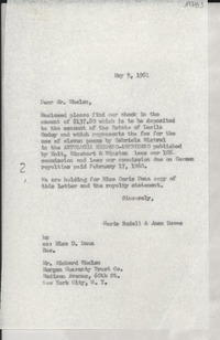 [Carta] 1961 May 9, [EE.UU.] [a] Mr. Richard Whelan, Morgan Guaranty Trust Co., New York City, N. Y., [EE.UU.]