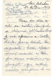 [Carta] 1953 dic. 1, San Salvador, [El Salvador] [a] Gabriela [Mistral]