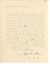 [Carta] 1941 nov. 2, [Brasil] [a] Gabriela Mistral