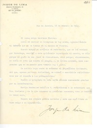 [Carta] 1943 feb. 18, Río de Janeiro [a] Gabriela Mistral