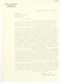 [Carta] 1945 nov. 6, Santiago, Chile [a] Gabriela Mistral, Petrópolis, [Brasil]