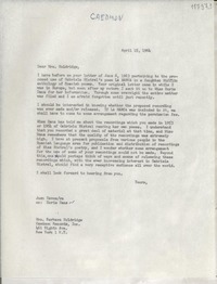 [Carta] 1964 Apr. 15, [Estados Unidos] [a] Mrs. Barbara Holdridge, Caedmon Records, inc., 461 Eighth Ave., New York