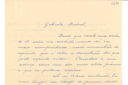 [Carta] 1941 ene. 18, Belo Horizonte, [Brasil] [a] Gabriela Mistral