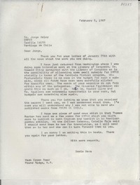 [Carta] 1967 Feb. 5, Hack Green Road, Pound Ridge, N. Y., [EE.UU.] [al] Sr. Jorge Vélez, Orfeo, Santiago, Chile