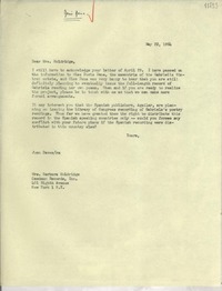 [Carta] 1964 May 22, [Estados Unidos] [a] Mrs. Barbara Holdridge, Caedmon Records, inc., 461 Eighth Ave., New York