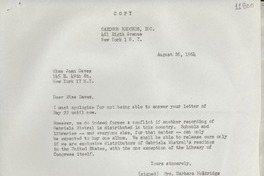 [Carta] 1964 Aug. 26, New York, [Estados Unidos] [a] Miss Joan Daves, New York