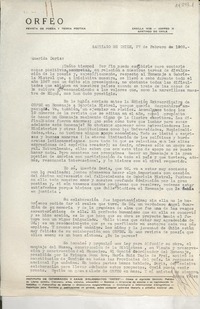 [Carta] 1968 feb. 27, Santiago, Chile [a la] Señorita Doris Dana, Hack Green Road, Pound Ridge, New York, [EE.UU.]