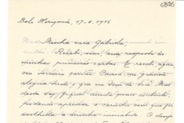 [Carta] 1946 ago. 17, Belo Horizonte, [Brasil] [a] Gabriela Mistral