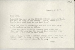 [Carta] 1973 Jan. 12, [Estados Unidos] [a] Dear Joan
