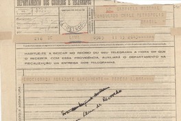 [Telegrama] 1945 nov. 15, Lima, [Perú] [a] Gabriela Mistral, Petrópolis, Brasil