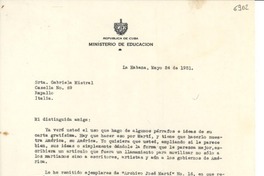 [Carta] 1951 mayo 24, La Habana [a] Gabriela Mistral, Rapallo, Italia