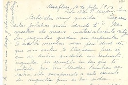 [Carta] 1950 jul. 16, Miraflores, [Perú] [a] Gabriela [Mistral]