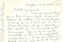 [Carta] 1953 oct. 28, Miraflores, [Perú] [a] Gabriela [Mistral]