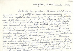 [Carta] 1942 dic. 16, Miraflores, [Perú] [a] Gabriela Mistral