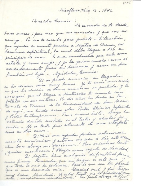 [Carta] 1942 dic. 16, Miraflores, [Perú] [a] Consuelo Saleva