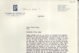 [Carta] 1960 abr. 12, [Santiago de Chile] [a] Srta. Doris Dana