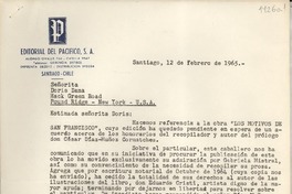 [Carta] 1965 feb. 12, Santiago, [Chile] [a] Señorita Doris Dana, Hack Green Road, Pound Ridge, New York, U.S.A.