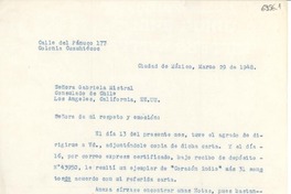 [Carta] 1948 mar. 29, Ciudad de México [a] Gabriela Mistral, Los Ángeles, California, EE.UU.