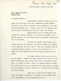 [Carta] 1950 mayo 15, Ciudad de México [a] Gabriela Mistral, Jalapa