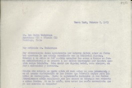 [Carta] 1963 feb. 2, Nueva York, [EE.UU.] [al] Sr. Don Pedro Undurraga, Agustinas 972 - Oficina 513, Santiago, Chile