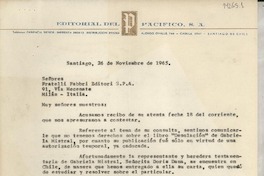 [Carta] 1965 nov. 26, Santiago, [Chile] [a] Señores Fratelli Fabbri Editori S. P. A., Milán, Italia