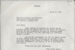 [Carta] 1959 Mar. 5, New York, [Estados Unidos] [a] Superior Council on Education, University of Puerto Rico, Rio Piedras, Puerto Rico