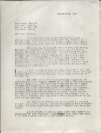 [Carta] 1967 Dec. 15, Hack Green Road, Pound Ridge, N. Y., [EE.UU.] [a] José Manuel Vergara, Editorial Pomaire, Infante Carlota 157, Barcelona, España