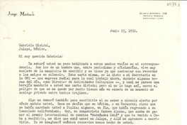 [Carta] 1950 jun. 23, Cuba [a] Gabriela Mistral, Jalapa, México