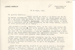 [Carta] 1953 mayo 26, Cuba [a] Gabriela [Mistral]