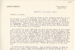 [Carta] 1954 jun. 5, Cuba [a] Gabriela [Mistral]