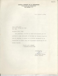 [Carta] 1959 jul. 23, [Rio Piedras, Puerto Rico] [a] Miss Doris Dana, New York