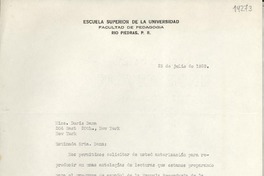 [Carta] 1959 jul. 23, [Rio Piedras, Puerto Rico] [a] Miss Doris Dana, New York