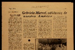 Gabriela Mistral, cálida voz de nuestra América