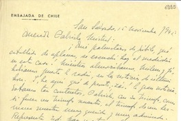 [Carta] 1945 nov. 15, San Salvador [a] Gabriela Mistral